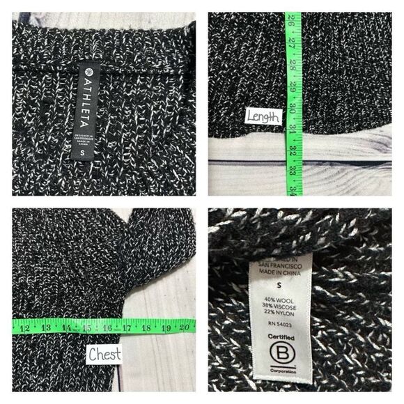 Athleta Sierra Tunic Sweater Womens Sz Small Black Marled Crew Wool Blend Knit - Picture 3 of 5